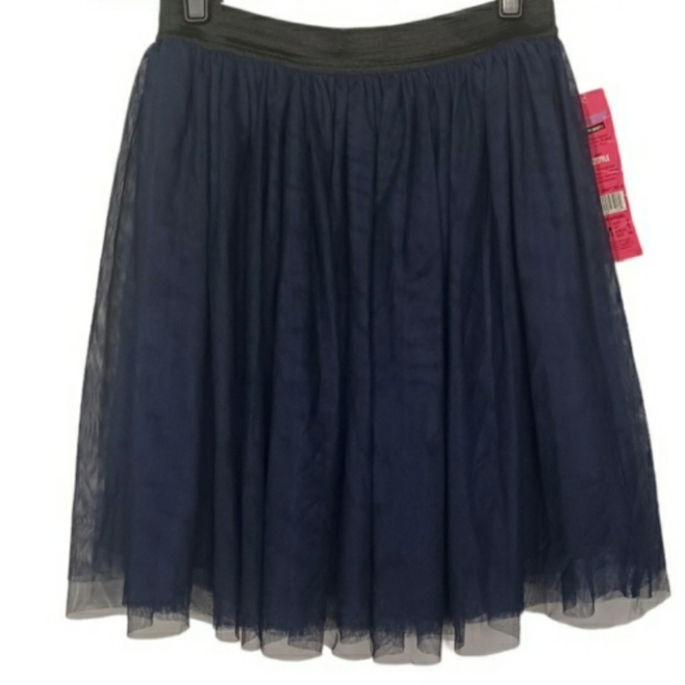SEVENTEEN Navy Blue Tulle Tutu A-Line Fit & Flare Stretchy Skirt M Juniors NWT